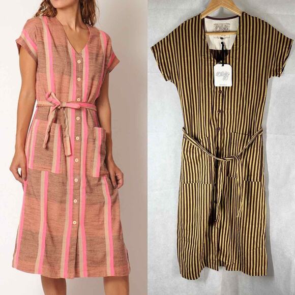 Ace & Jig Gallo Midi Dress Trapeze Size XS Belted Pockets - Picture 11 of 11